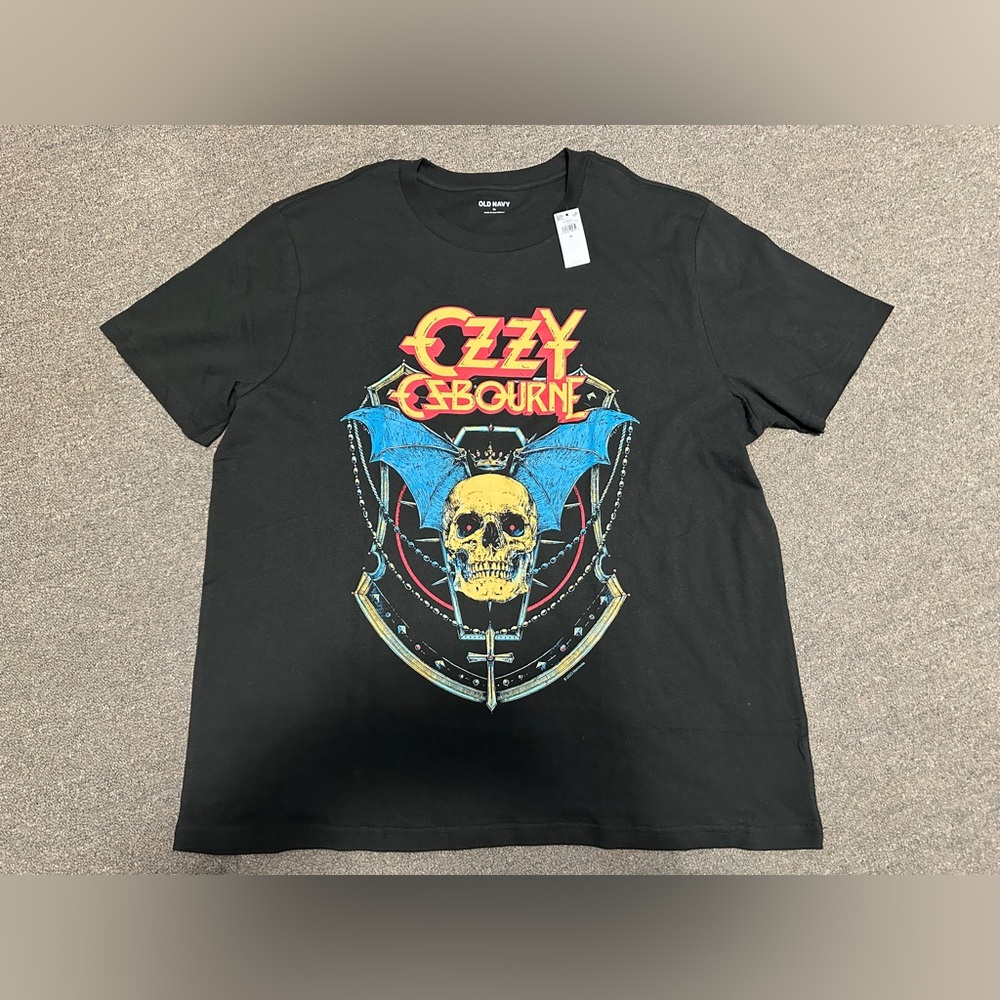 OZZY OSBOURNE Skull W/ Bat Wings Vintage Look T Shirt Size XL Black Sabbath